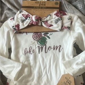 3 PC WHITE FLORAL SET